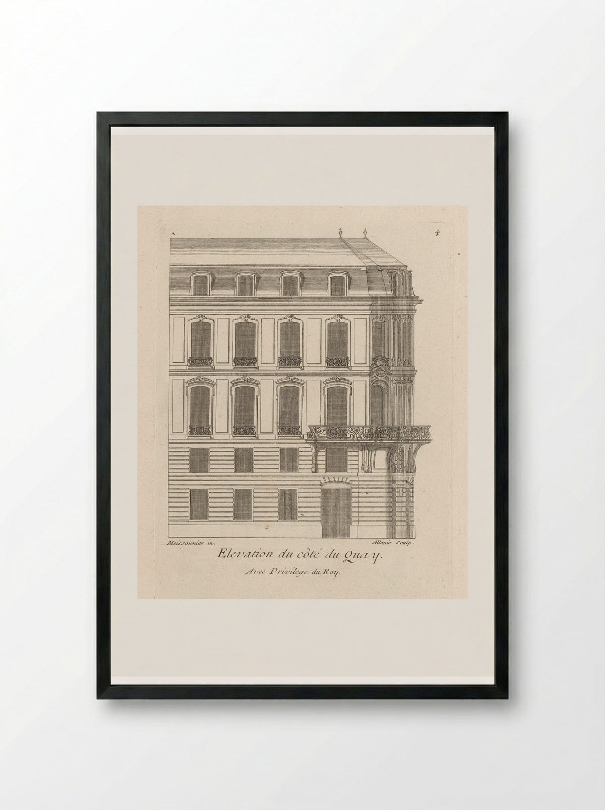Elevation du côté du Quay - Gabriel Huquier - Framed Print Black