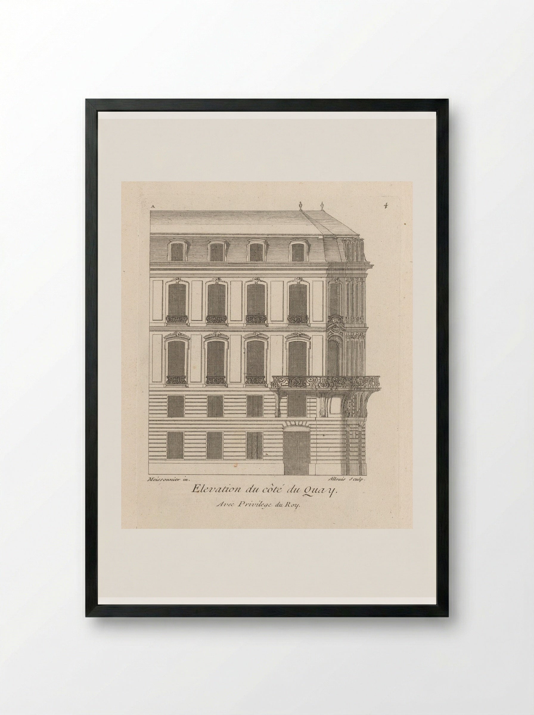 Elevation du côté du Quay - Gabriel Huquier - Framed Print Black