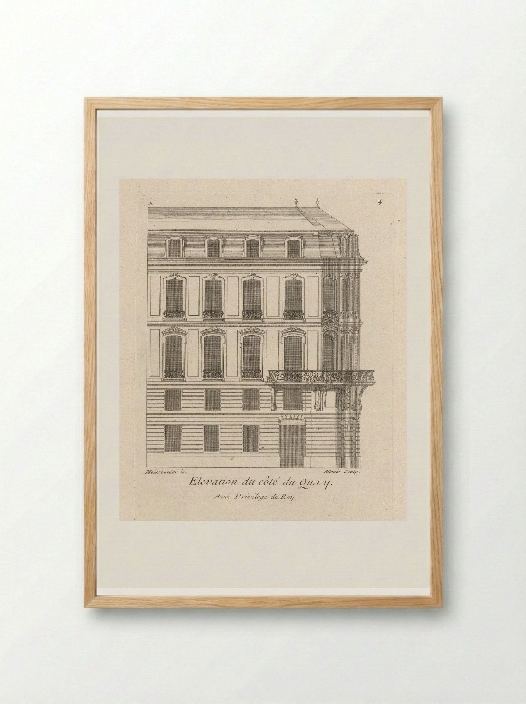 Elevation du côté du Quay - Gabriel Huquier - Framed Print Wood
