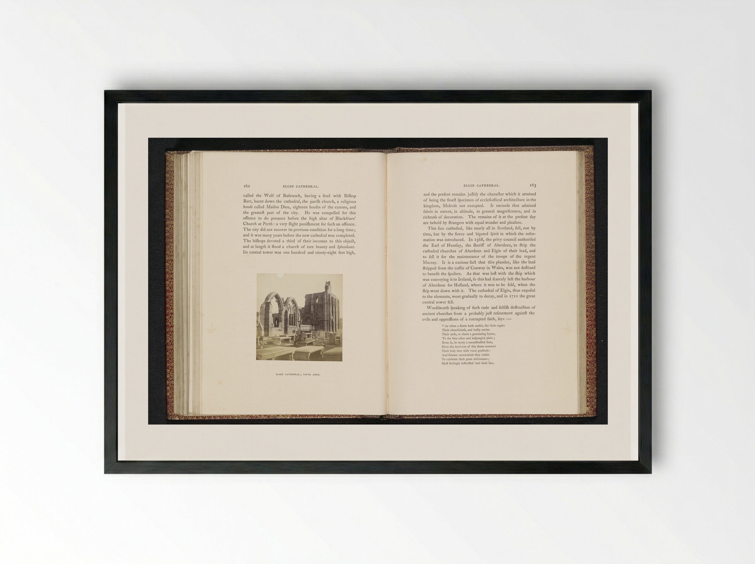Elgin Cathedral; South Aisle - George Washington Wilson - Framed Print Black