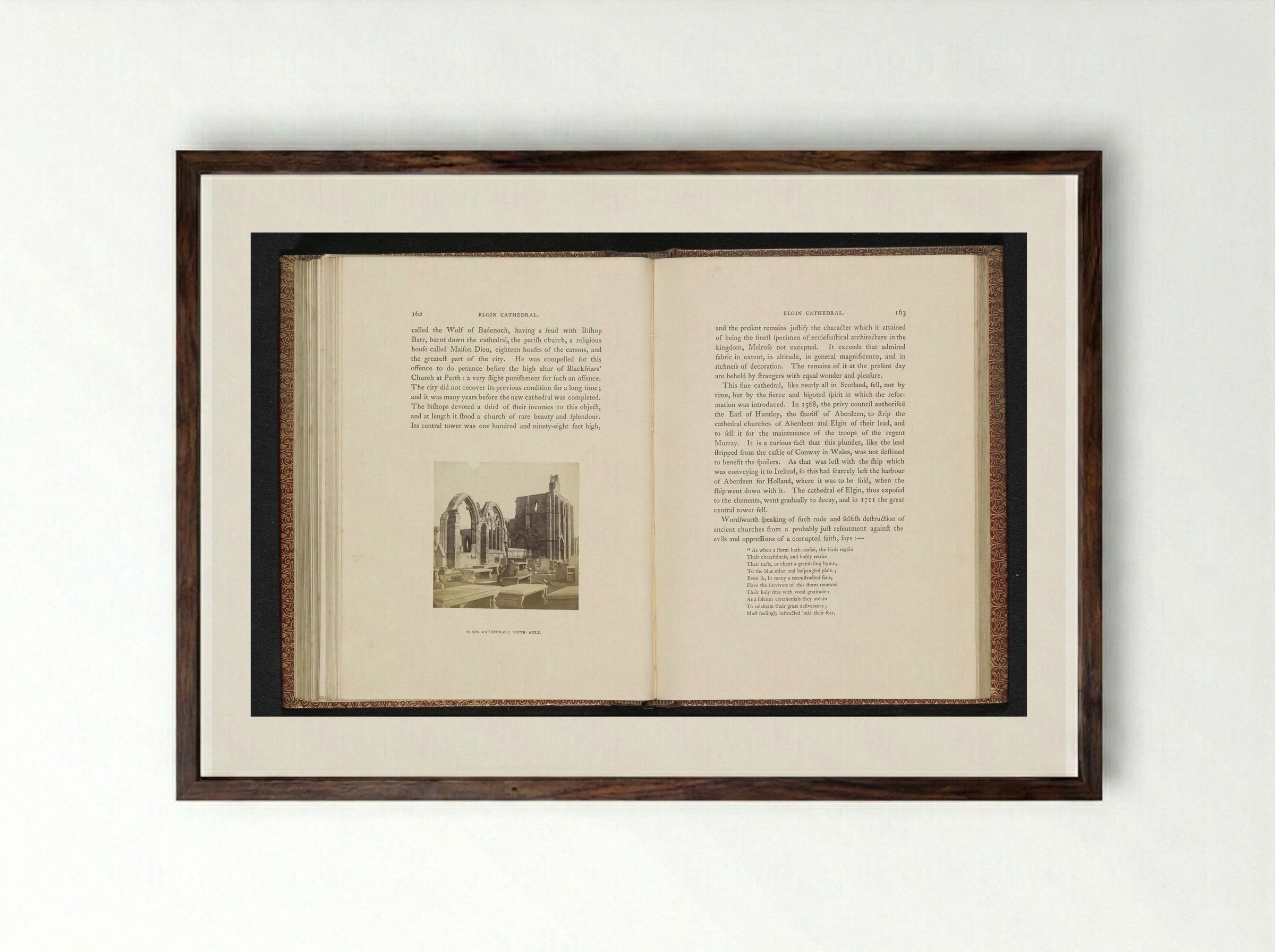 Elgin Cathedral; South Aisle - George Washington Wilson - Framed Print Dark Wood