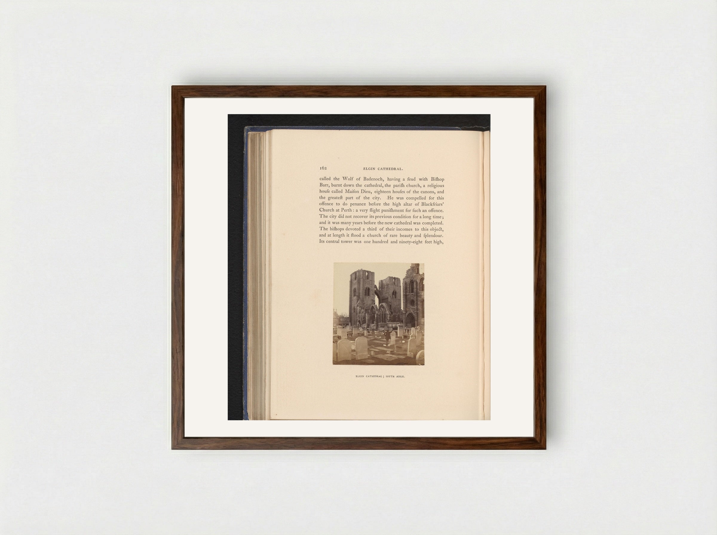 Elgin Cathedral; South Aisle - George Washington Wilson - Framed Print Dark Wood
