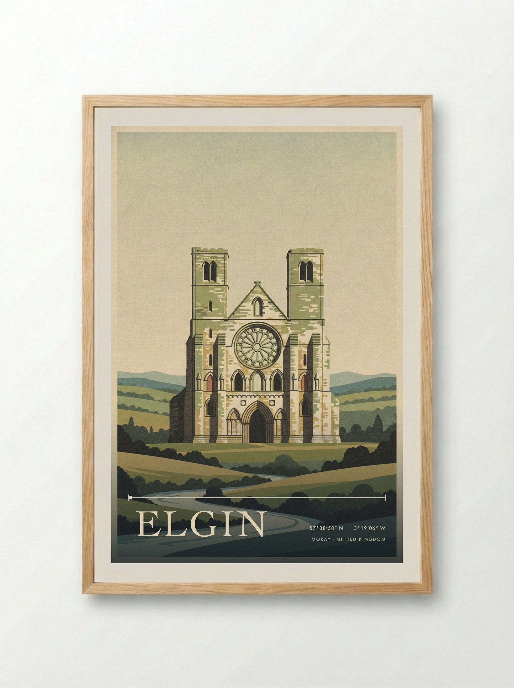 Elgin Moray United Kingdom Travel Poster - Framed Print Wood