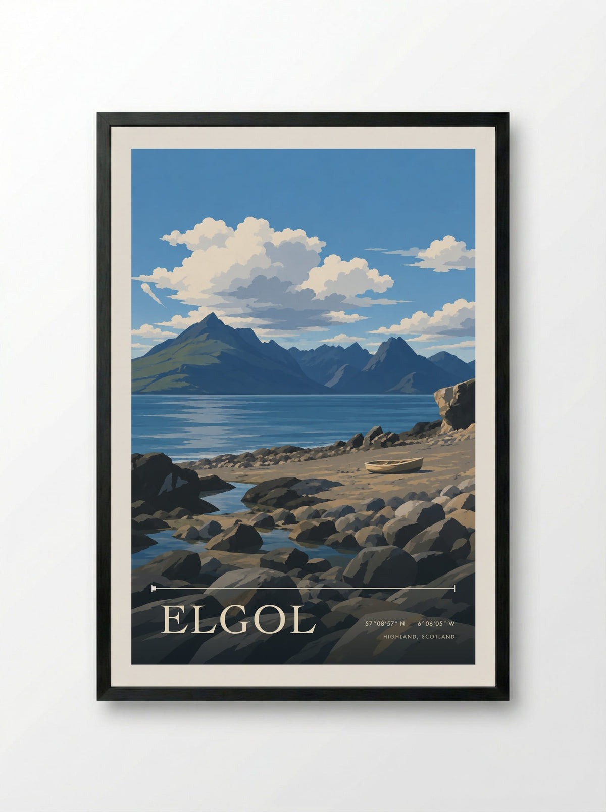 Elgol, Highland, Scotland | Travel Poster - Framed Print Black