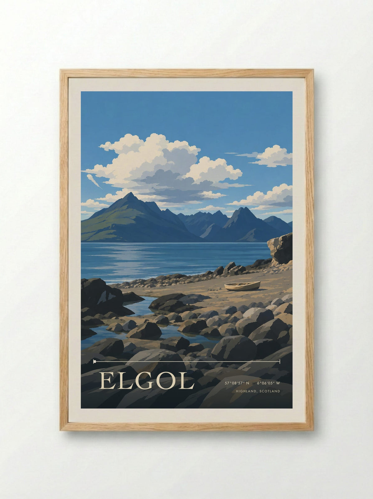 Elgol, Highland, Scotland | Travel Poster - Framed Print Wood
