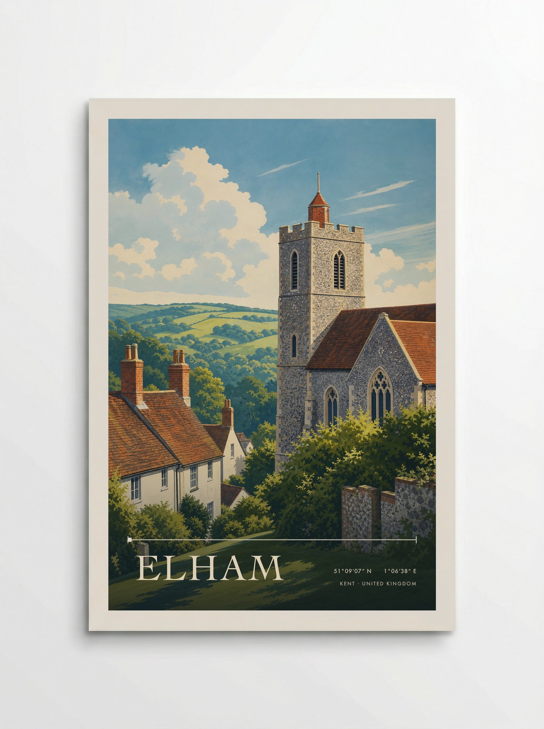 Elham Kent United Kingdom Travel Poster - Poster