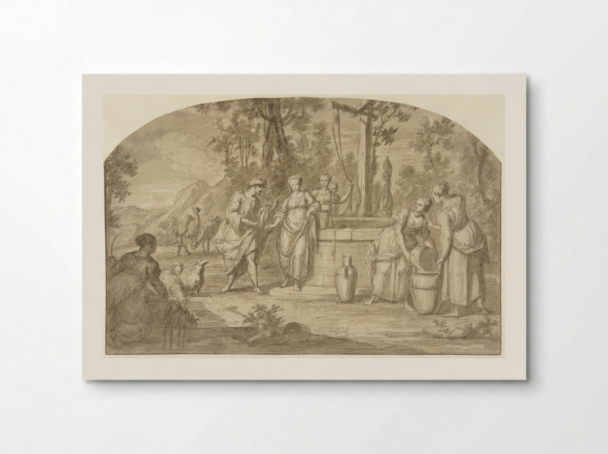 Eliëzer en Rebekka bij de bron - Hieronymus Lapis - Poster