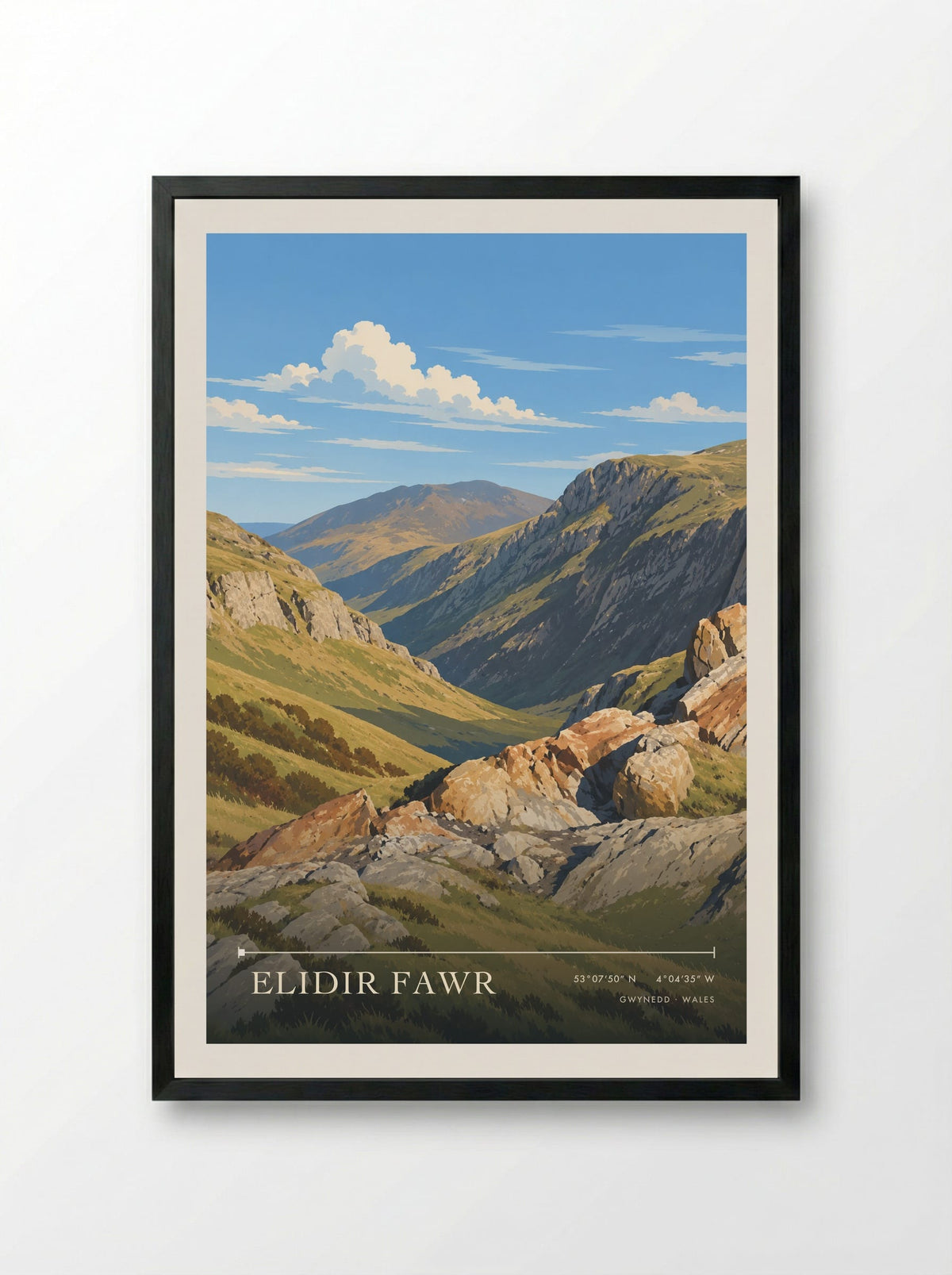 Elidir Fawr, Gwynedd | Travel Poster - Framed Print Black