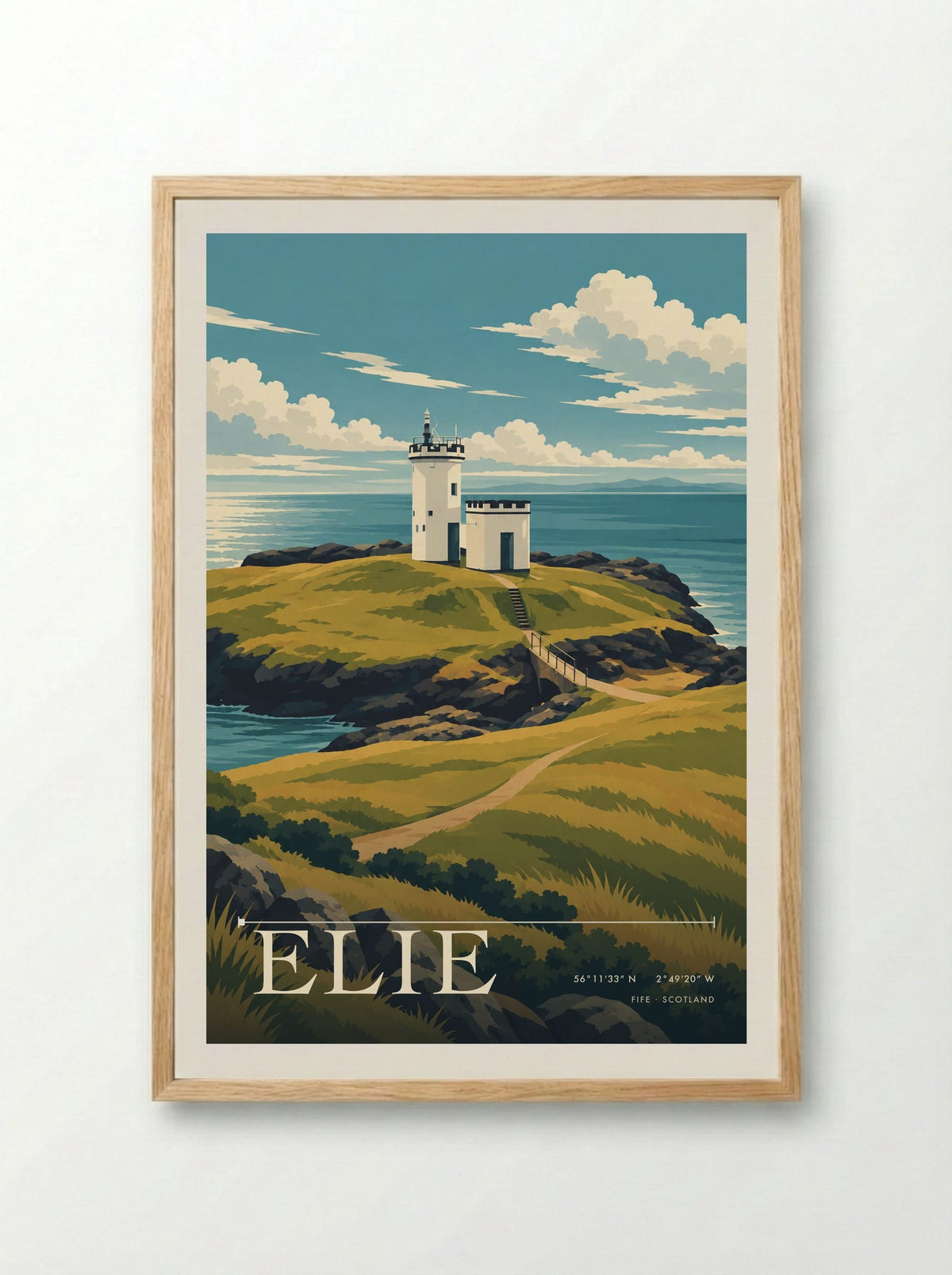 Elie, Fife | Travel Poster - Framed Print Wood