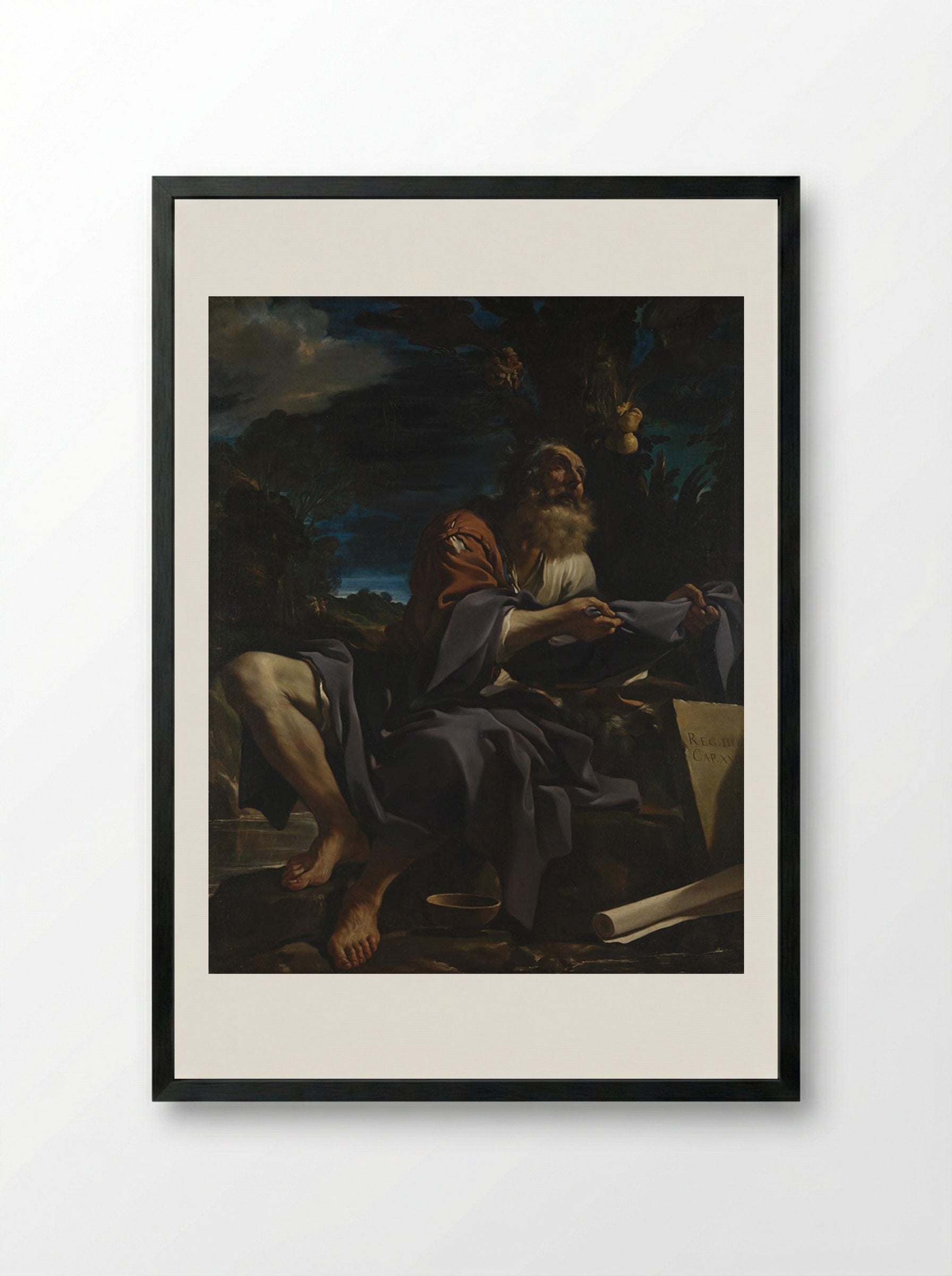 Elijah Fed by Ravens - Guercino - Framed Print Black