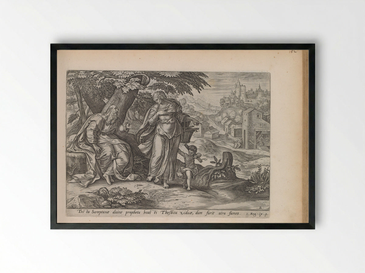 Elijah and the Widow of Zarephath - Unknown Artist - Framed Print Black