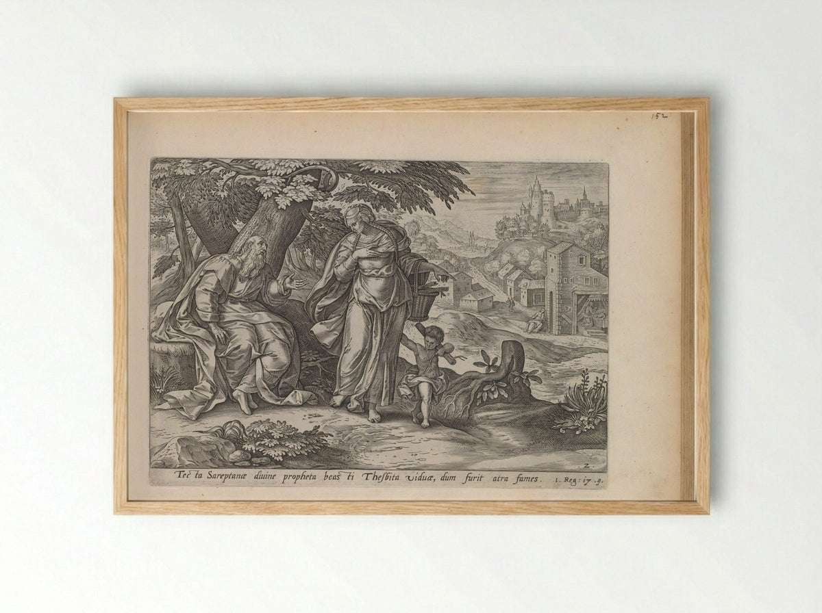 Elijah and the Widow of Zarephath - Unknown Artist - Framed Print Wood