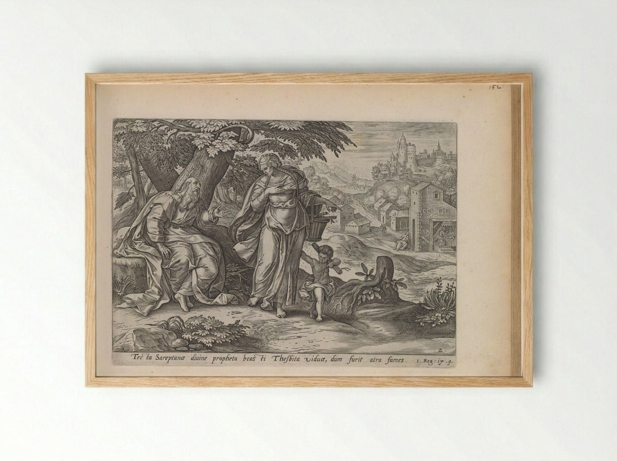 Elijah and the Widow of Zarephath - Unknown Artist - Framed Print Wood
