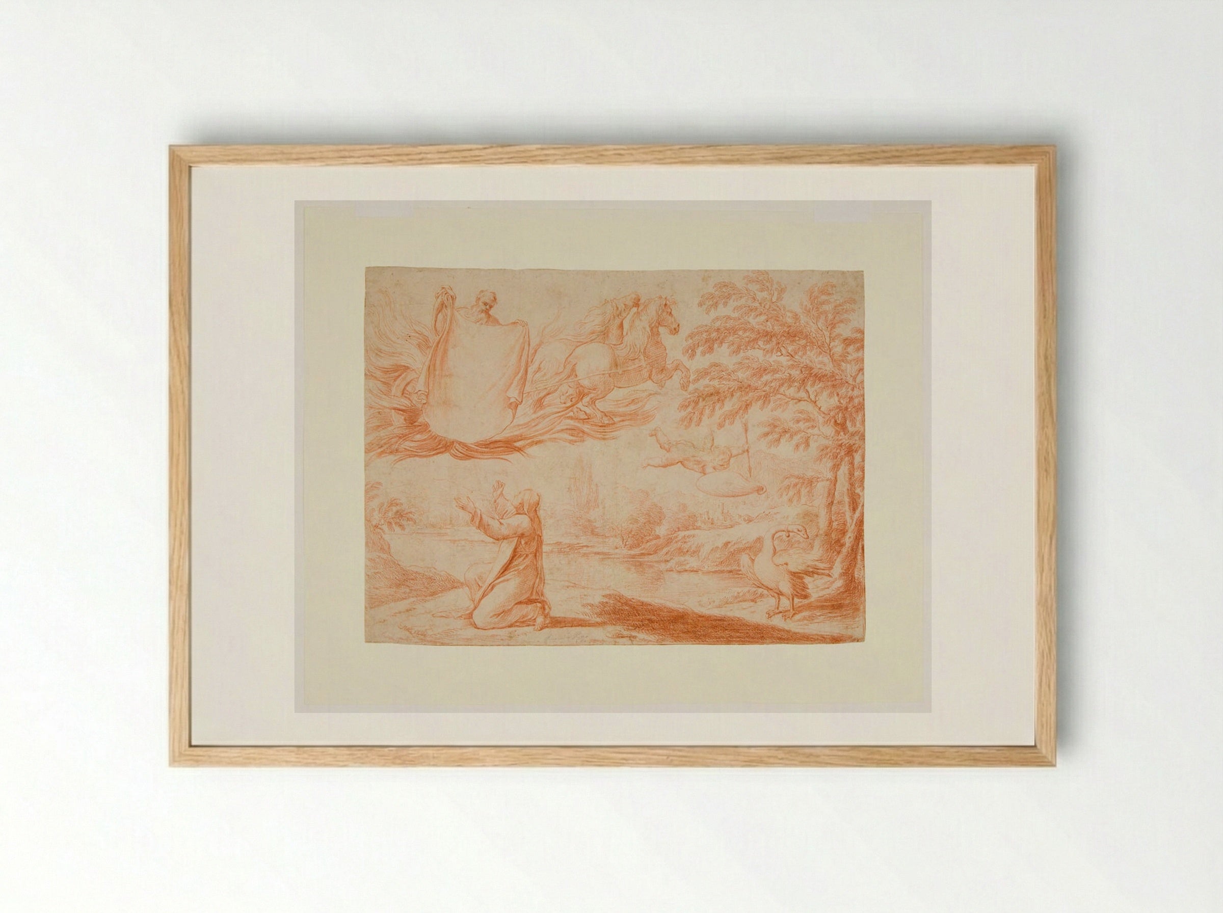 Elijah in His Chariot Appearing to Saint Teresa of Avila - Simone Cantarini - Framed Print Wood