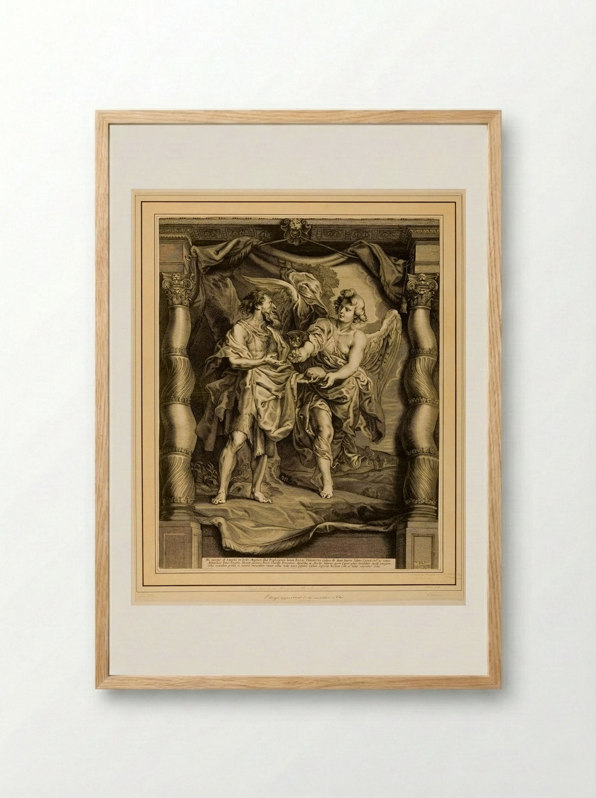 Elijah in the Desert, Fed by an Angel - Conrad Lauwers - Framed Print Wood