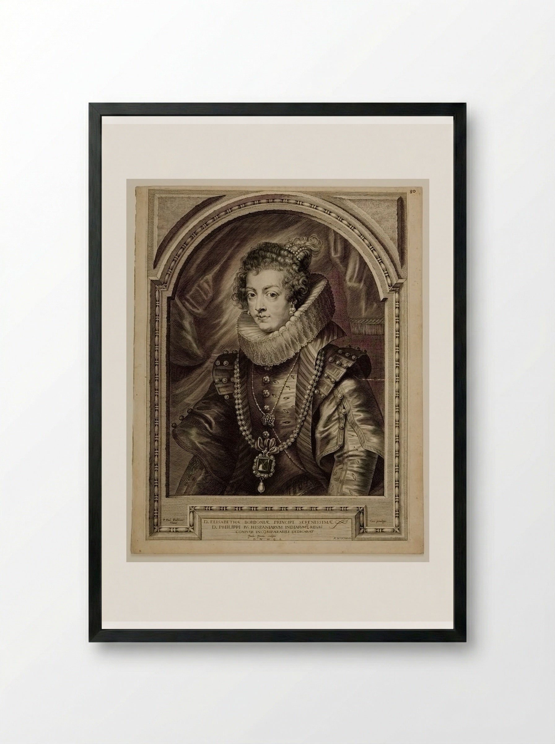 Elisabeth of Bourbon, Queen of Philip IV of Spain - Paulus Pontius - Framed Print Black