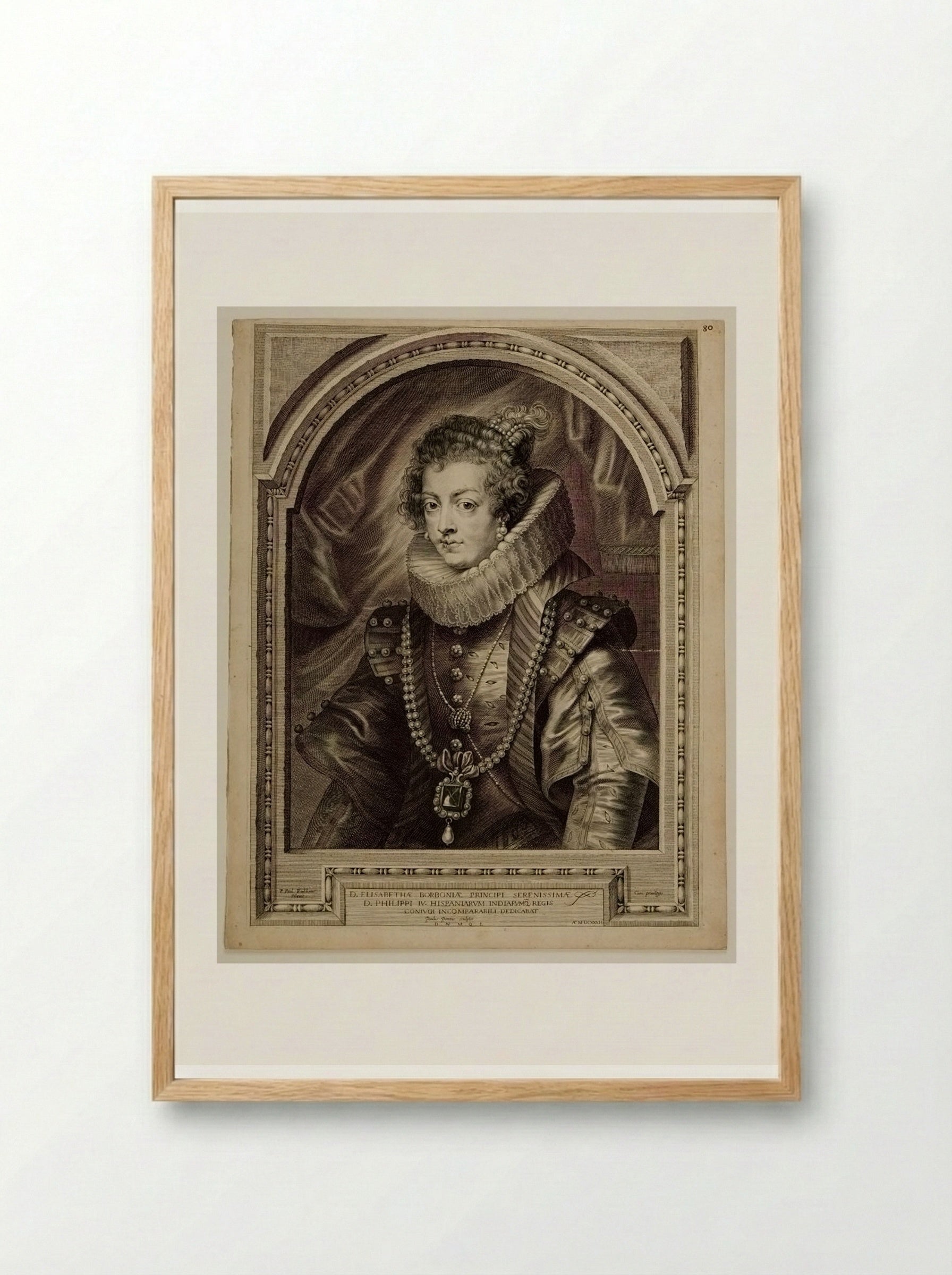 Elisabeth of Bourbon, Queen of Philip IV of Spain - Paulus Pontius - Framed Print Wood