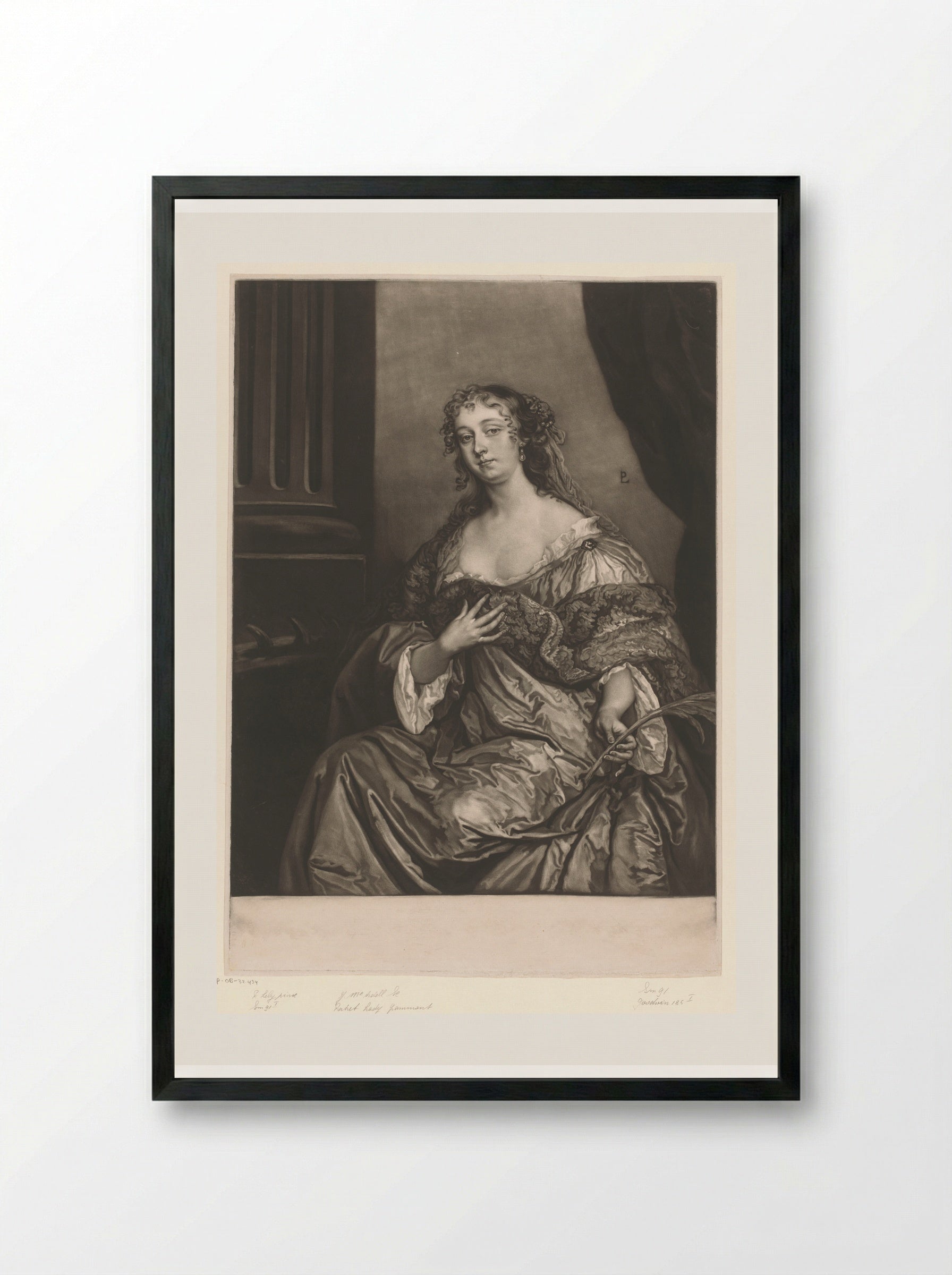 Elizabeth Hamilton as Saint Catherine - James McArdell - Framed Print Black