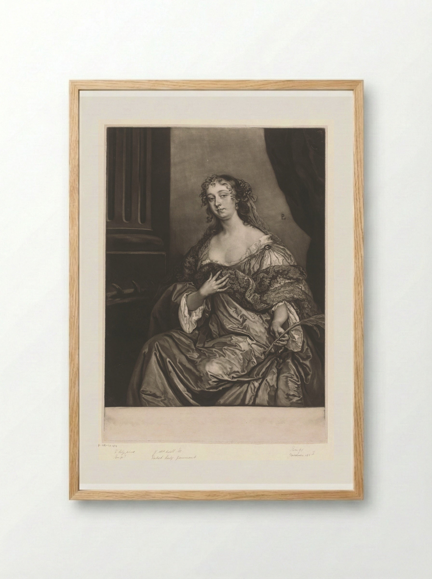 Elizabeth Hamilton as Saint Catherine - James McArdell - Framed Print Wood