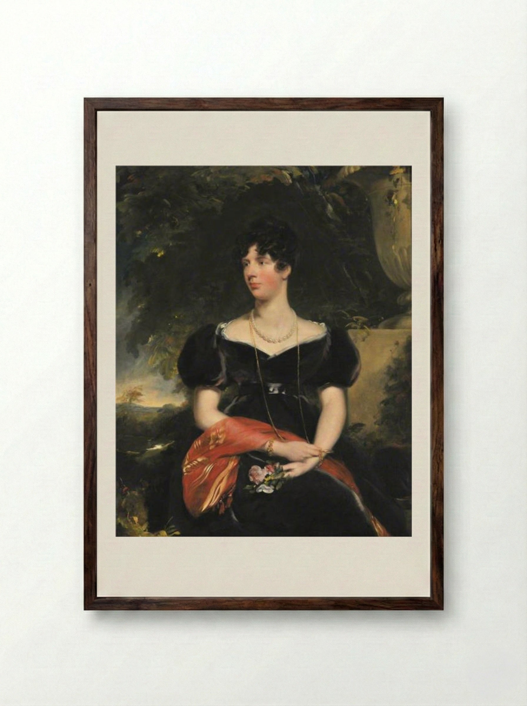 Elizabeth Sykes, Mrs Wilbraham Egerton - Sir Thomas Lawrence - Framed Print Dark Wood