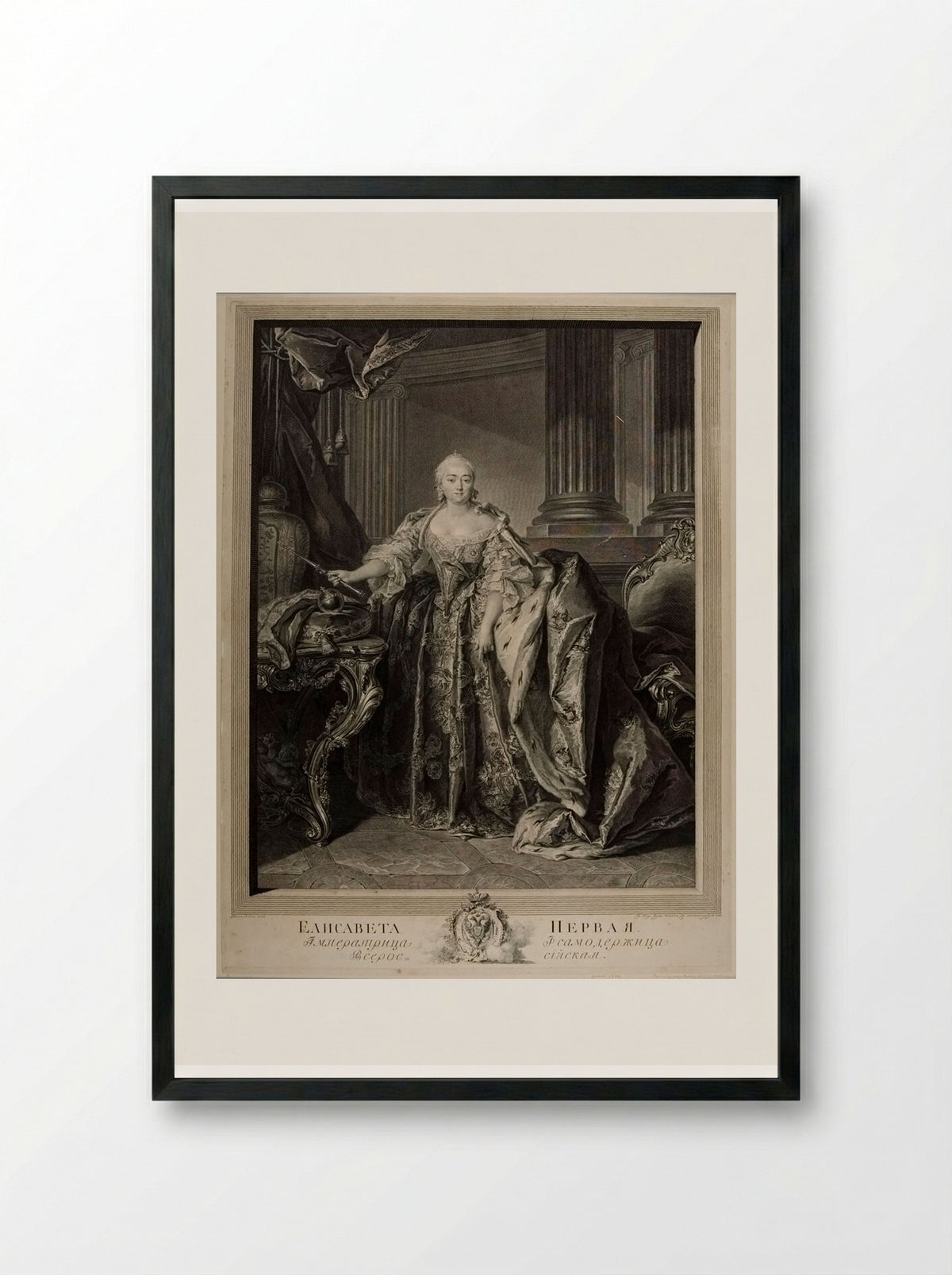 Elizabeth the First, Empress of Russia - Georg Friedrich Schmidt - Framed Print Black