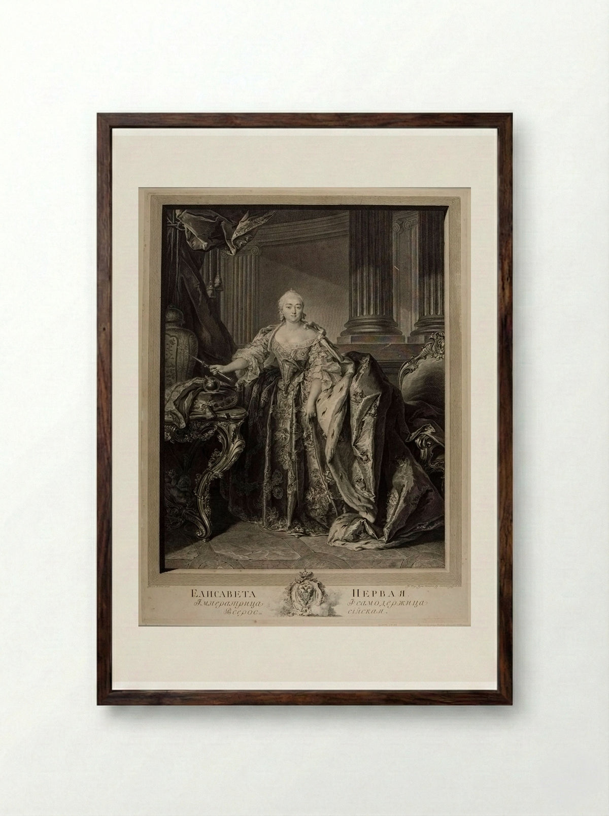 Elizabeth the First, Empress of Russia - Georg Friedrich Schmidt - Framed Print Dark Wood