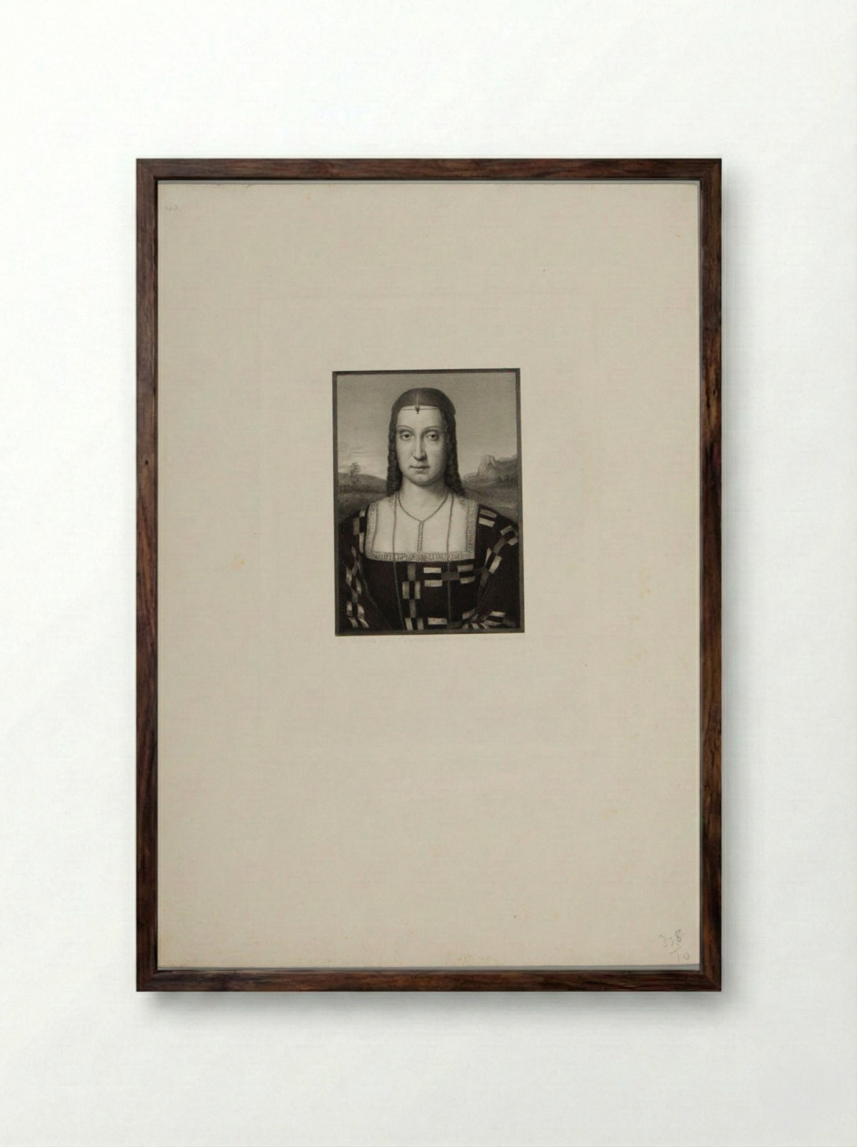 Elizabeth, wife of Guidobaldo da Montefeltro, duke of Urbino - François de Meersman - Framed Print Dark Wood