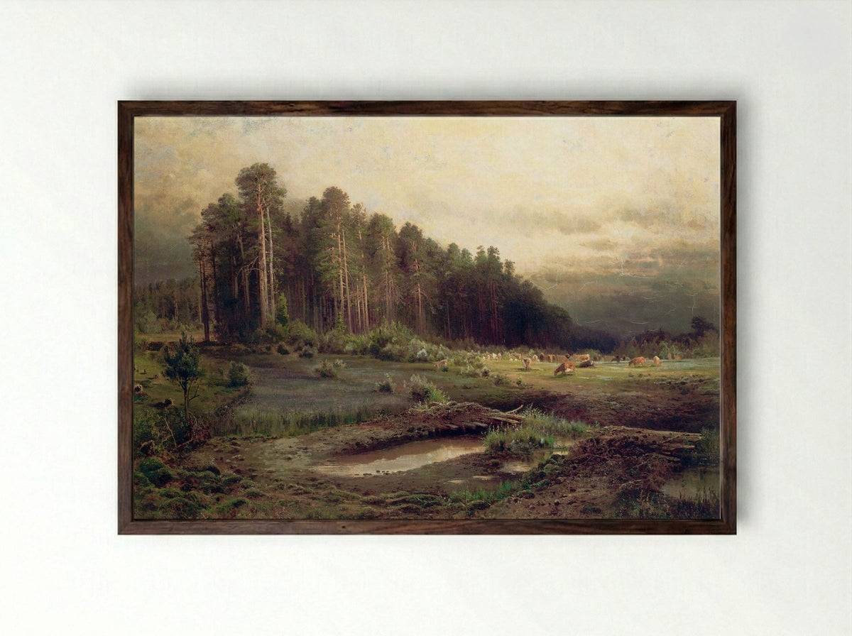 Elk Island in Sokolniki - Aleksey Savrasov - Framed Print Dark Wood