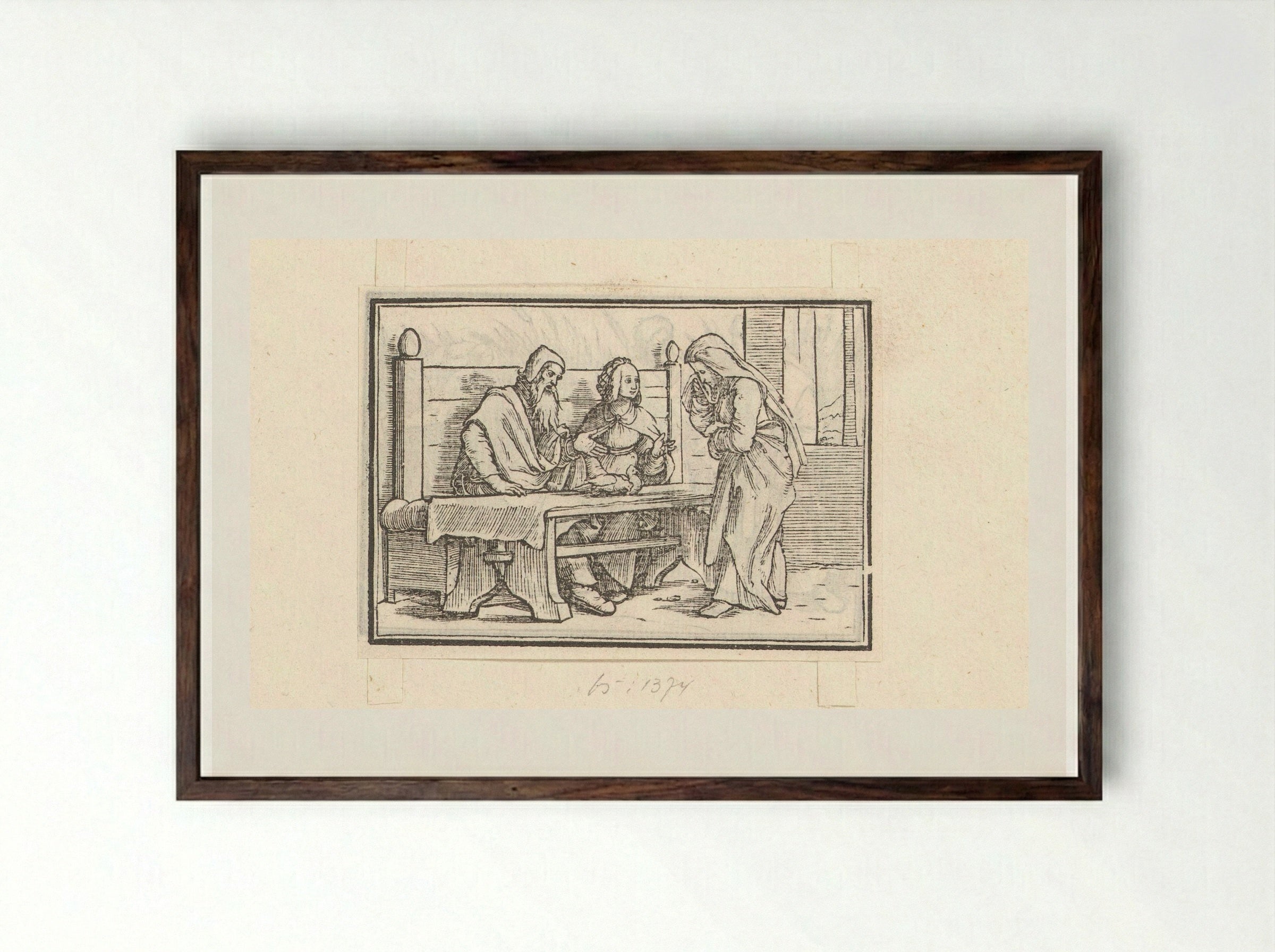 Elkana Asks Why Hannah Weeps - Veit Rudolf Specklin - Framed Print Dark Wood