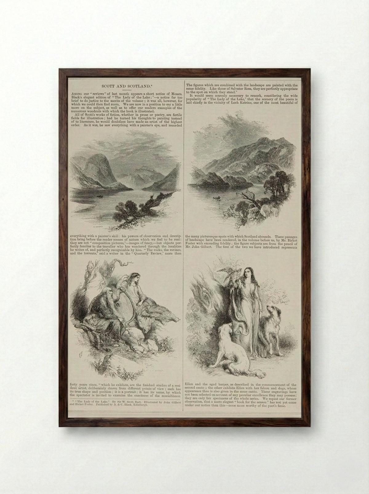 Ellen and the Harper - Josiah Wood Whymper - Framed Print Dark Wood