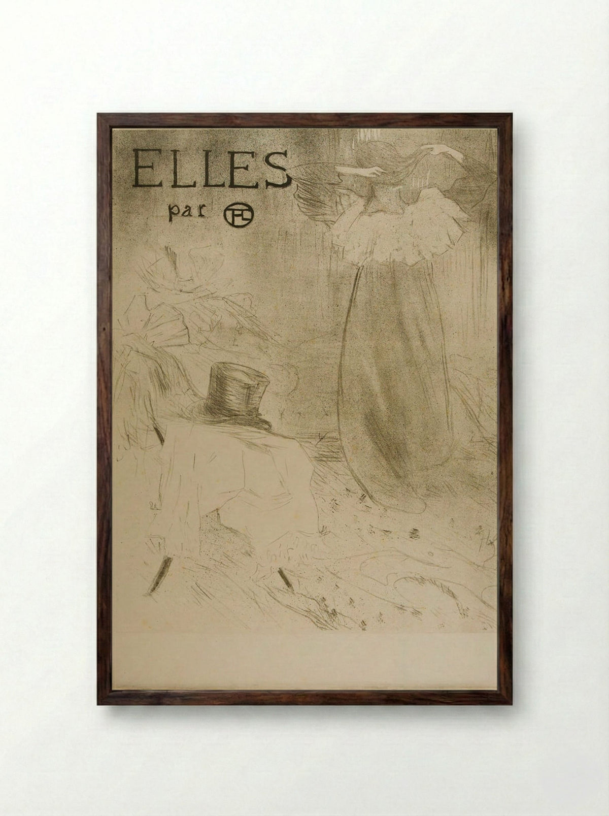 Elles: Front Cover - Henri de Toulouse-Lautrec - Framed Print Dark Wood