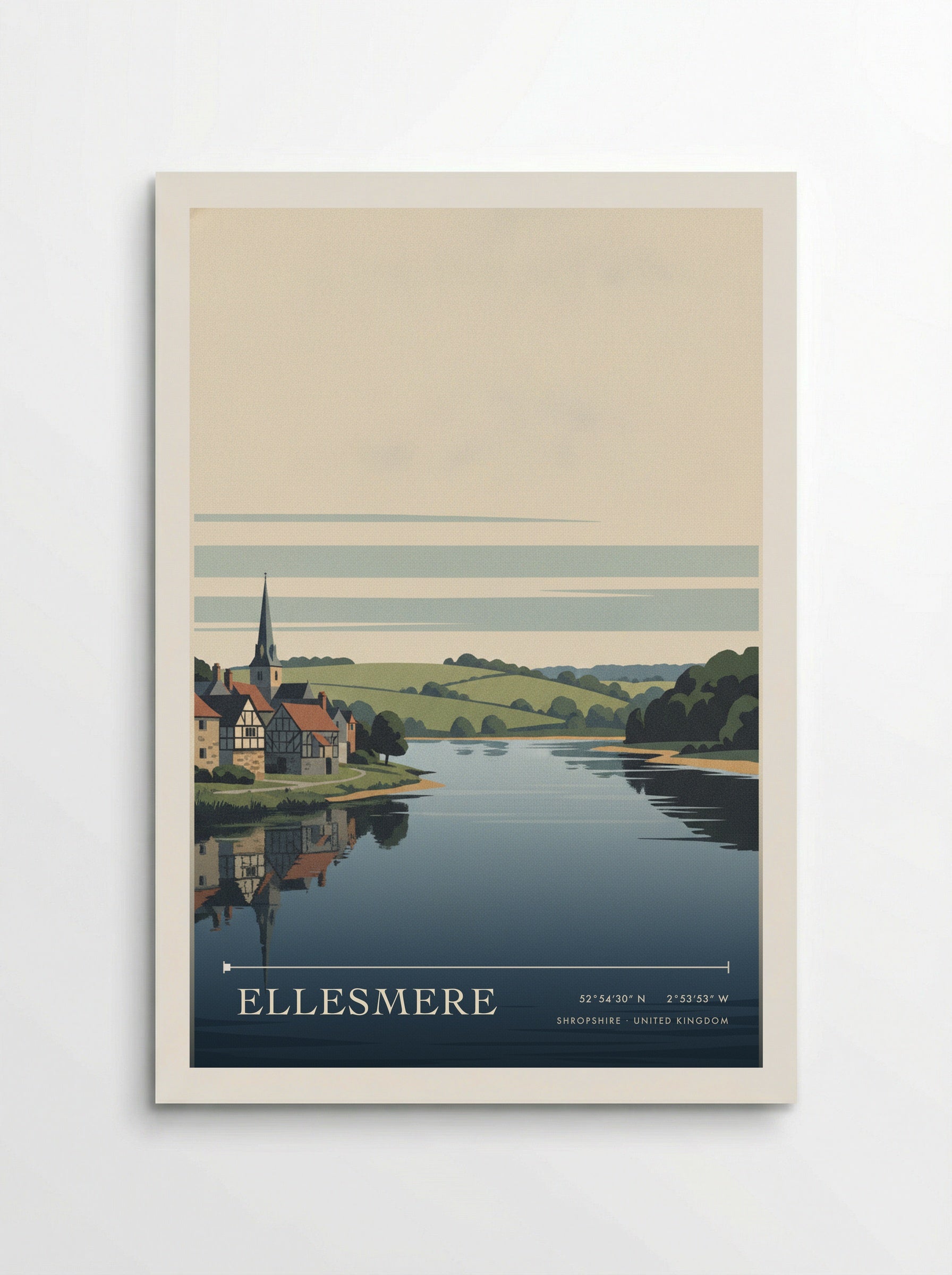 Ellesmere Shropshire United Kingdom Travel Poster - Poster
