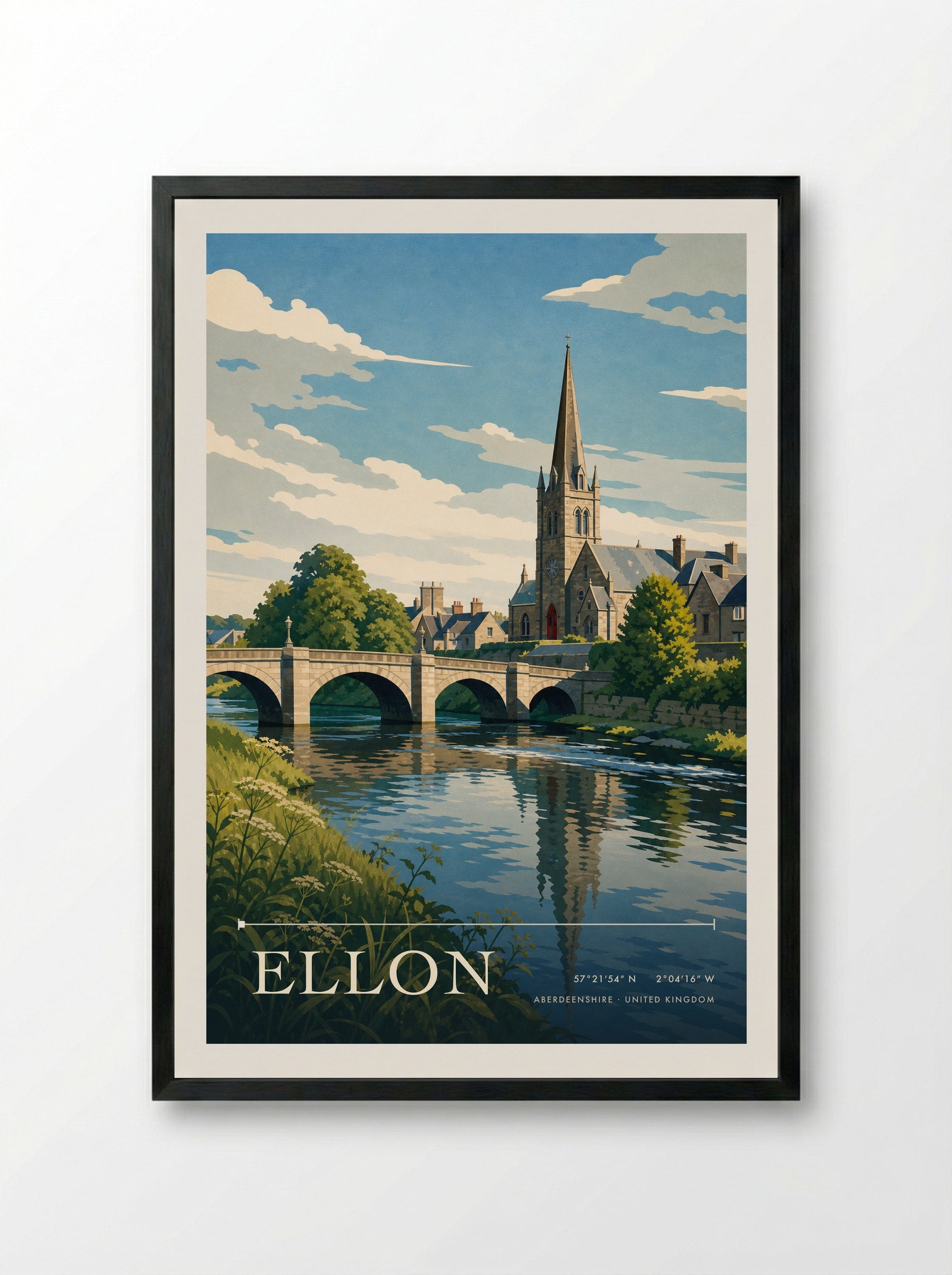 Ellon Aberdeenshire United Kingdom Travel Poster - Framed Print Black