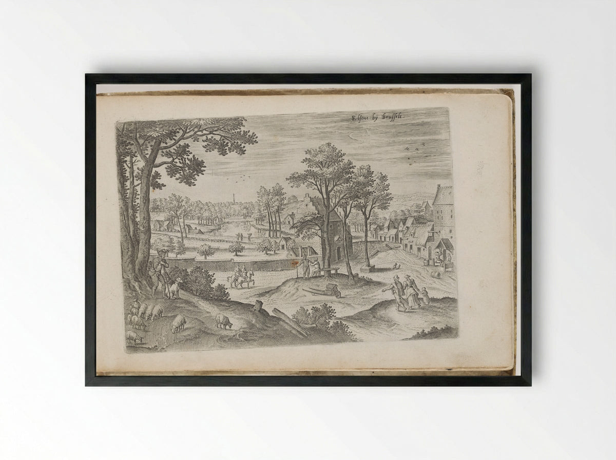Elsens bij Brussels - Hans Collaert the Elder - Framed Print Black