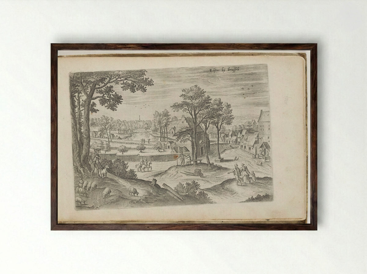 Elsens bij Brussels - Hans Collaert the Elder - Framed Print Dark Wood