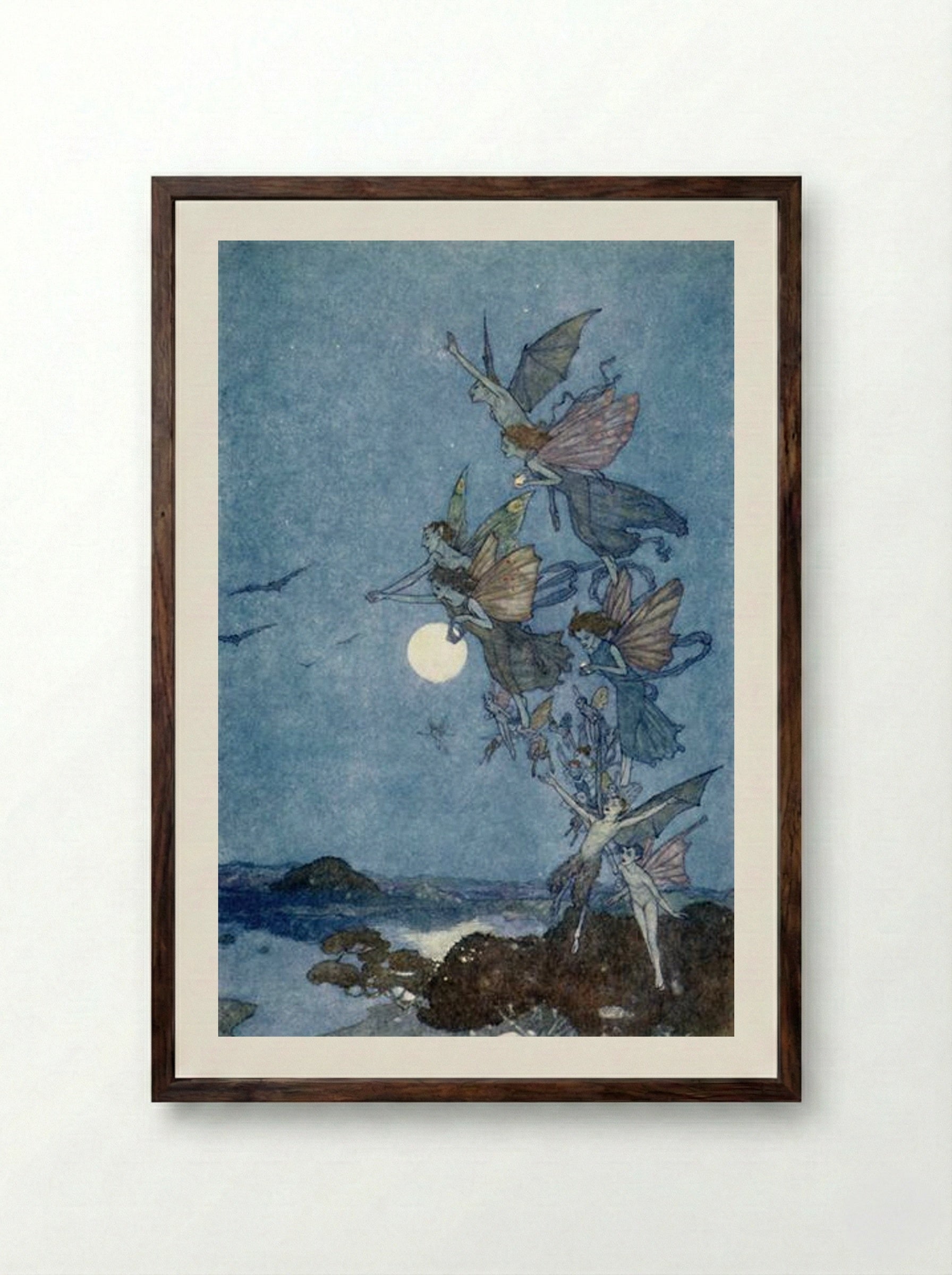 Elves and Fairies (Illustration for The Tempest) - Edmund Dulac - Framed Print Dark Wood