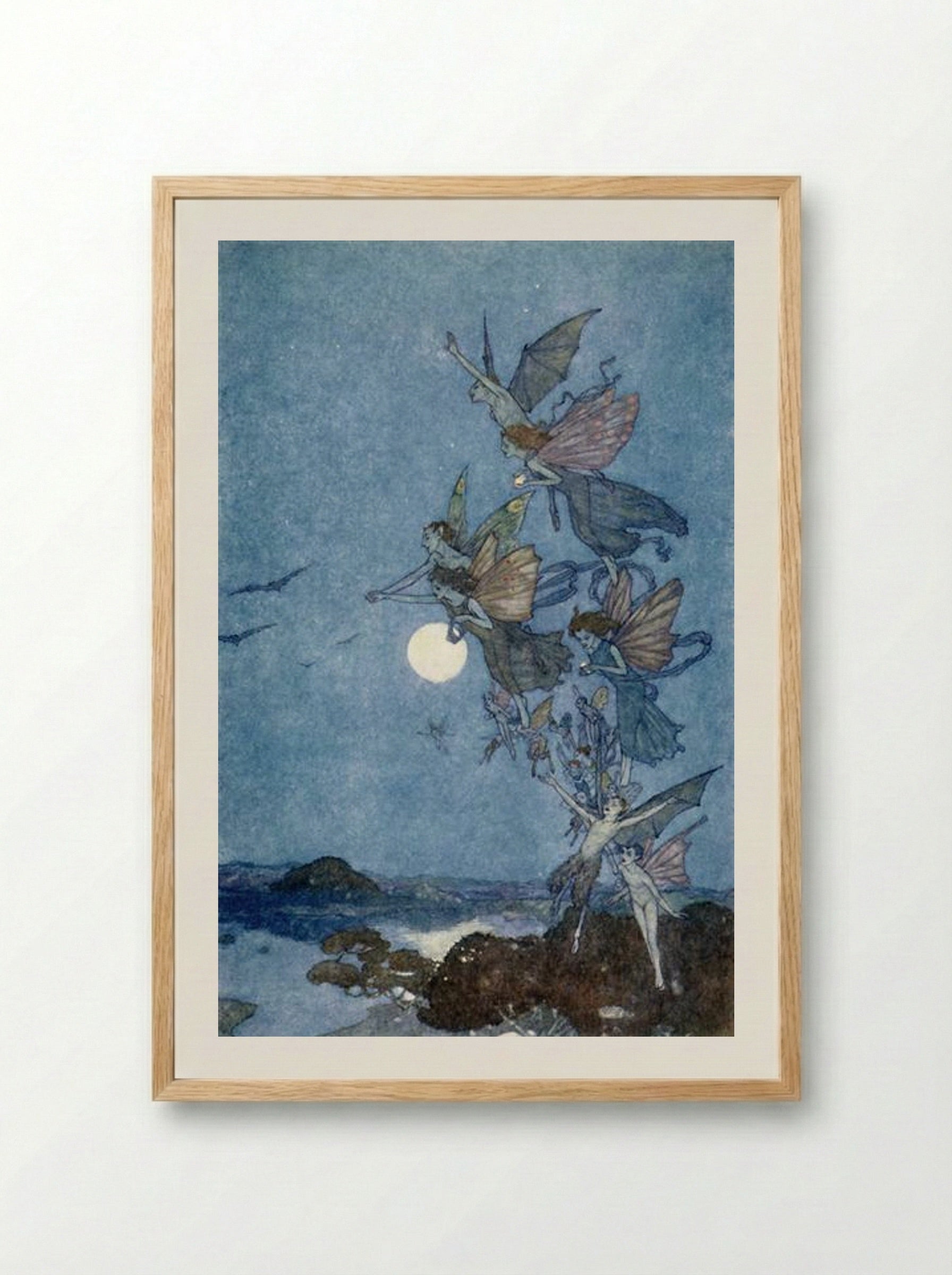 Elves and Fairies (Illustration for The Tempest) - Edmund Dulac - Framed Print Wood