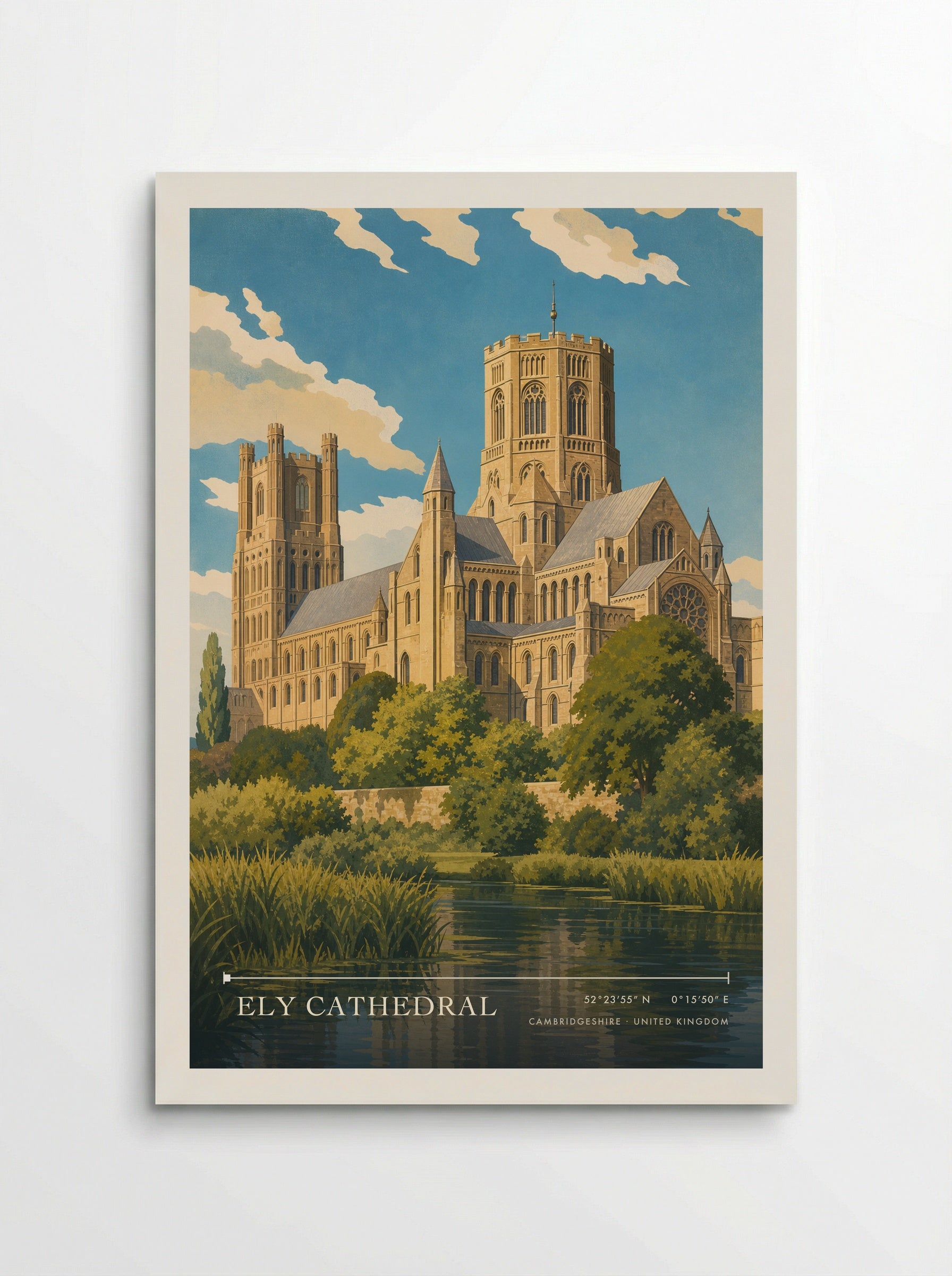 Ely Cathedral Cambridgeshire United Kingdom Travel Poster - Poster