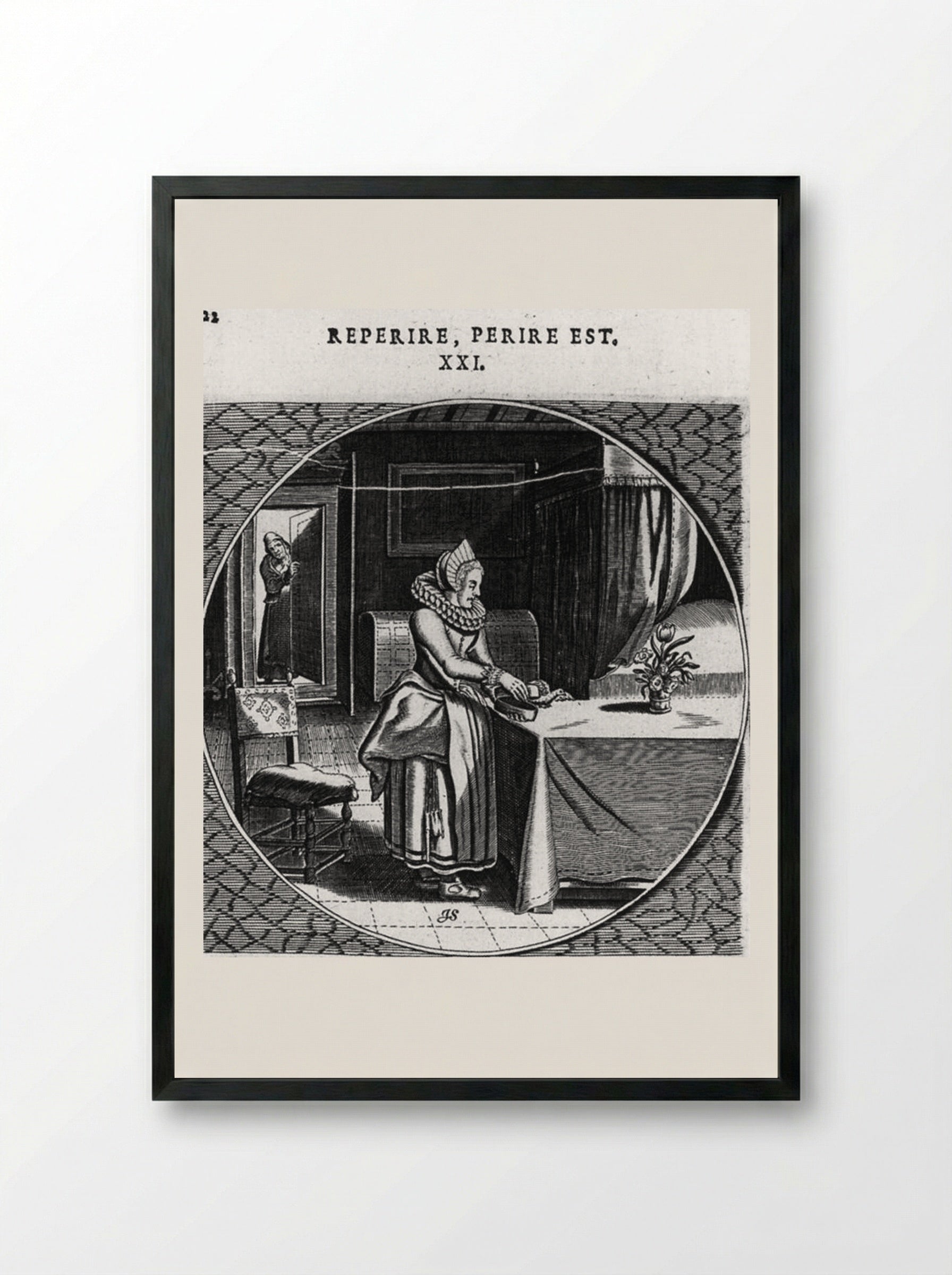 Emblem (Reperire, Perire Est) - Adriaen van de Venne - Framed Print Black