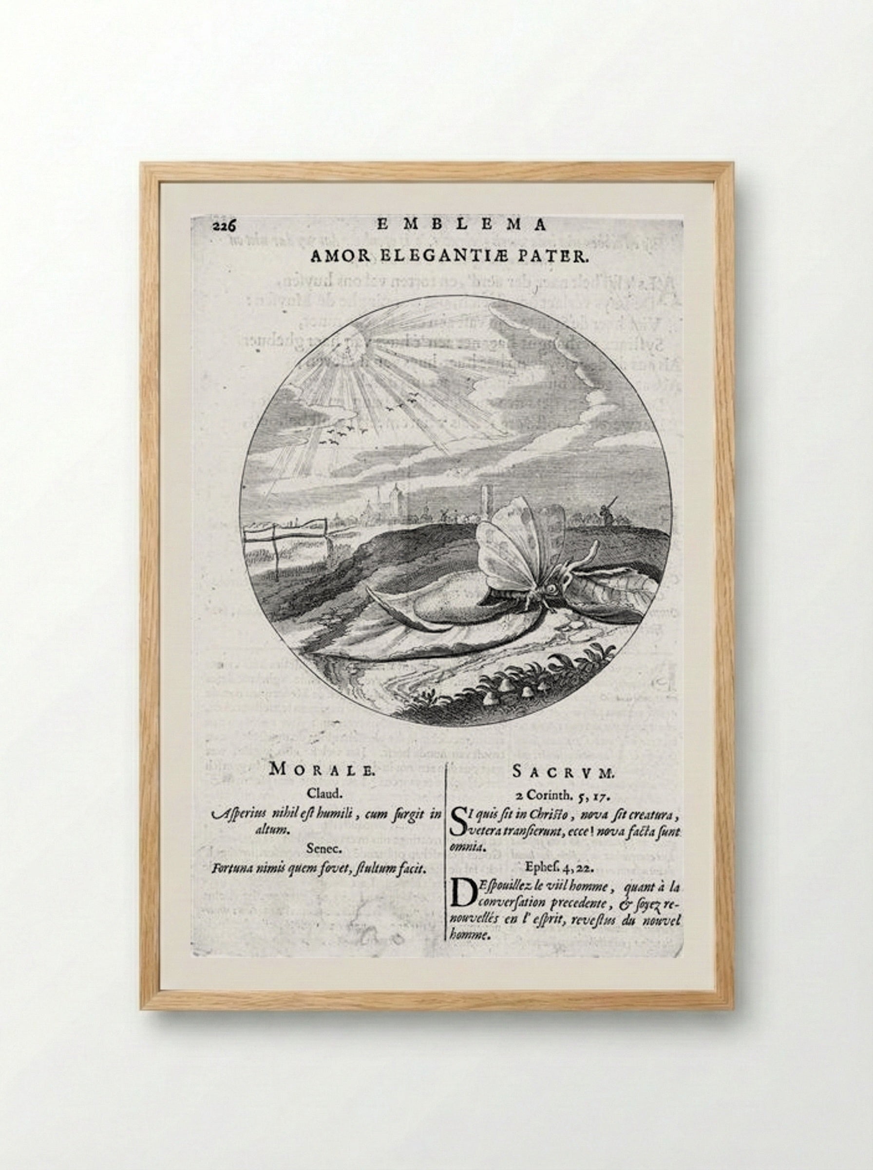 Emblem from Cats’ Monita amoris virginei - Adriaen van de Venne - Framed Print Wood