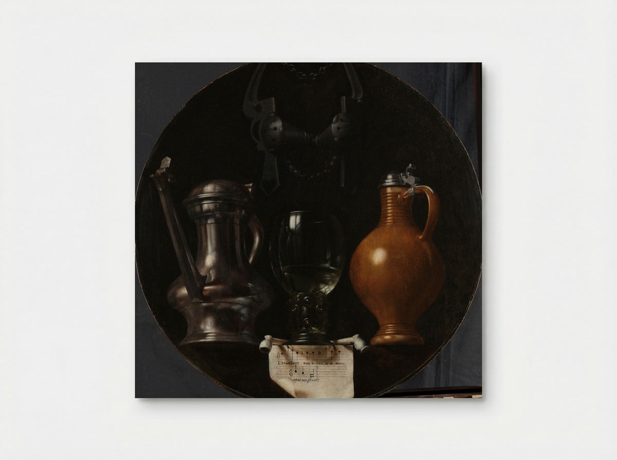 Emblematic Still Life with Flagon, Glass, Jug and Bridle - Johannes Torrentius - Poster