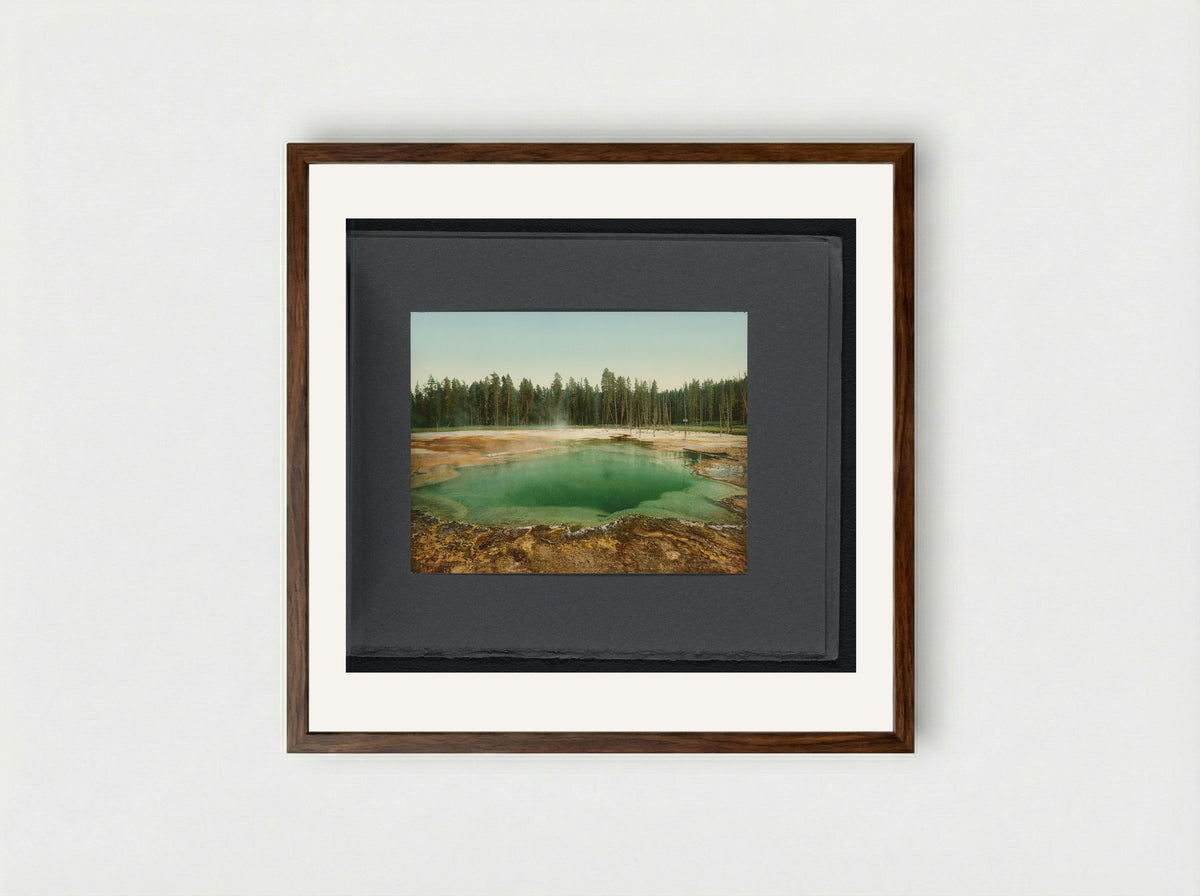 Emerald Pool, Yellowstone National Park - William Henry Jackson - Framed Print Dark Wood
