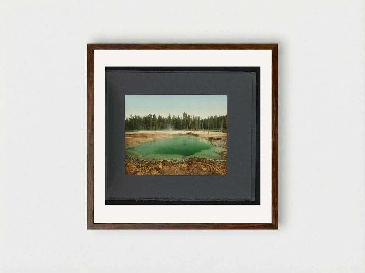 Emerald Pool, Yellowstone National Park - William Henry Jackson - Framed Print Dark Wood