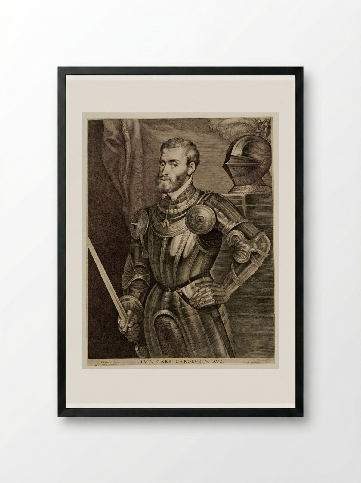 Emperor Charles V - Lucas Vorsterman I - Framed Print Black