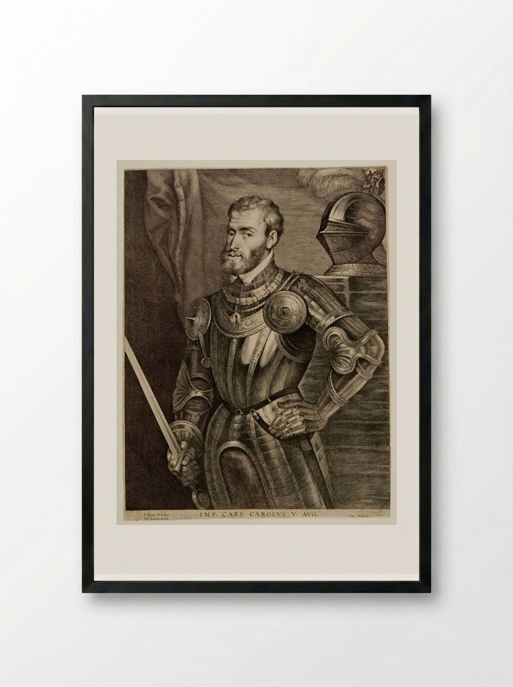 Emperor Charles V - Lucas Vorsterman I - Framed Print Black
