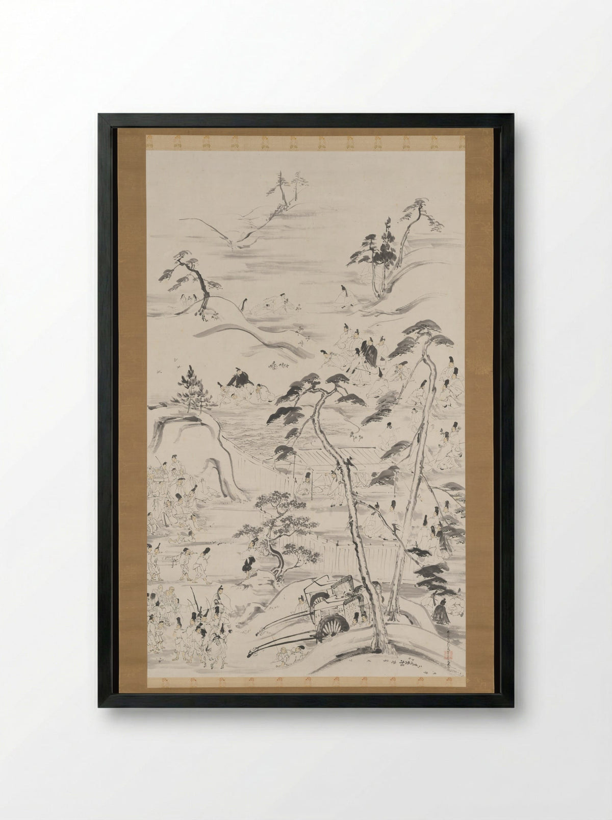 Emperor Enyū’s Outing to Funaokayama on the First Day of the Rat in the New Year - Reizei Tamechika - Framed Print Black