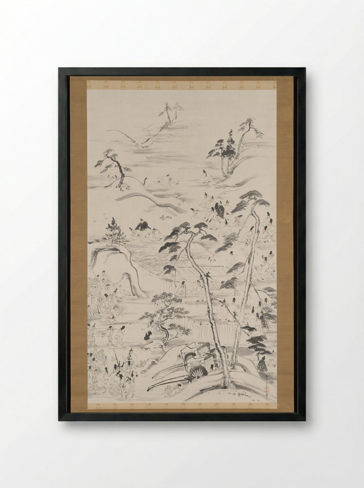 Emperor Enyū’s Outing to Funaokayama on the First Day of the Rat in the New Year - Reizei Tamechika - Framed Print Black