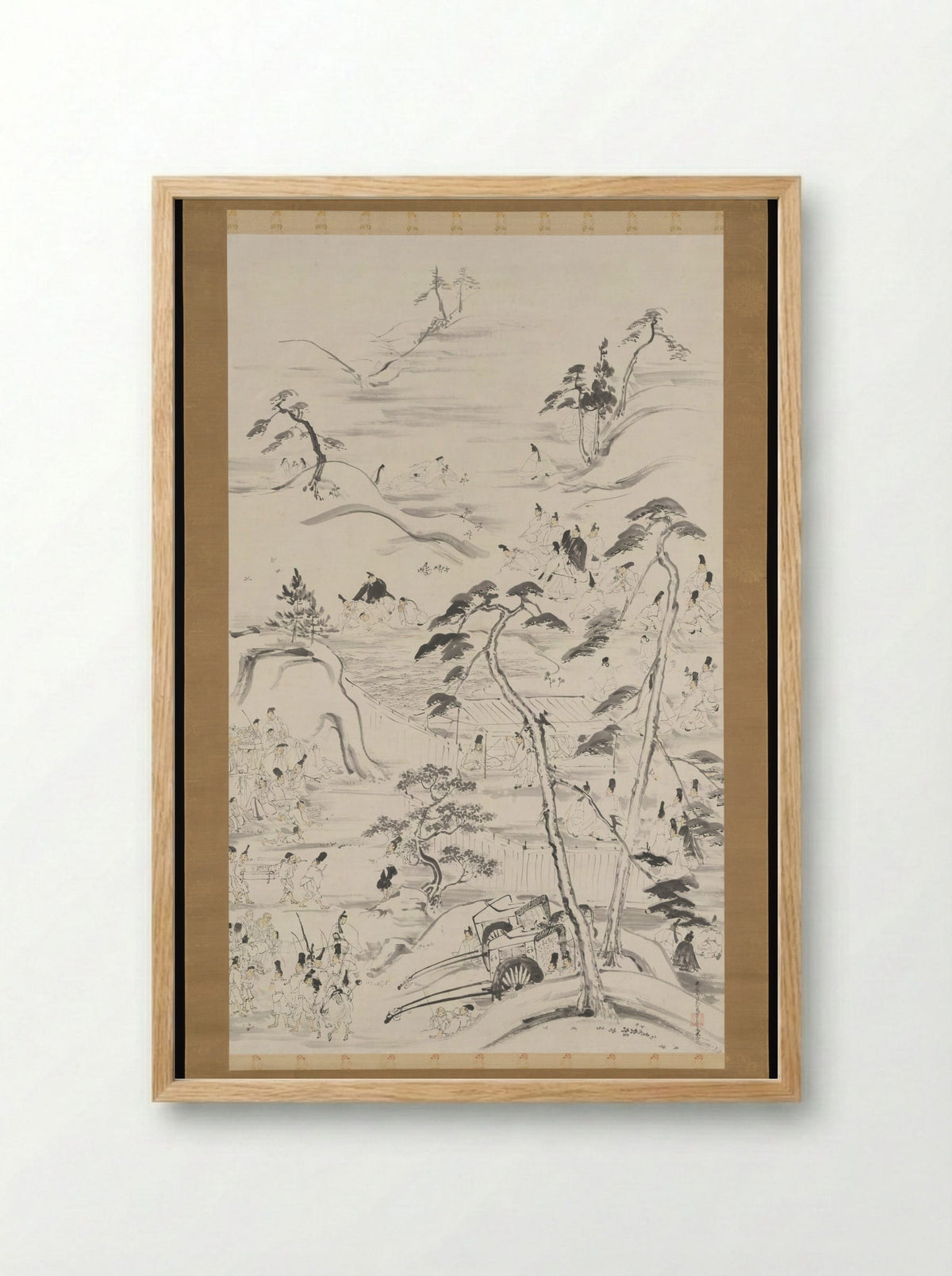 Emperor Enyū’s Outing to Funaokayama on the First Day of the Rat in the New Year - Reizei Tamechika - Framed Print Wood