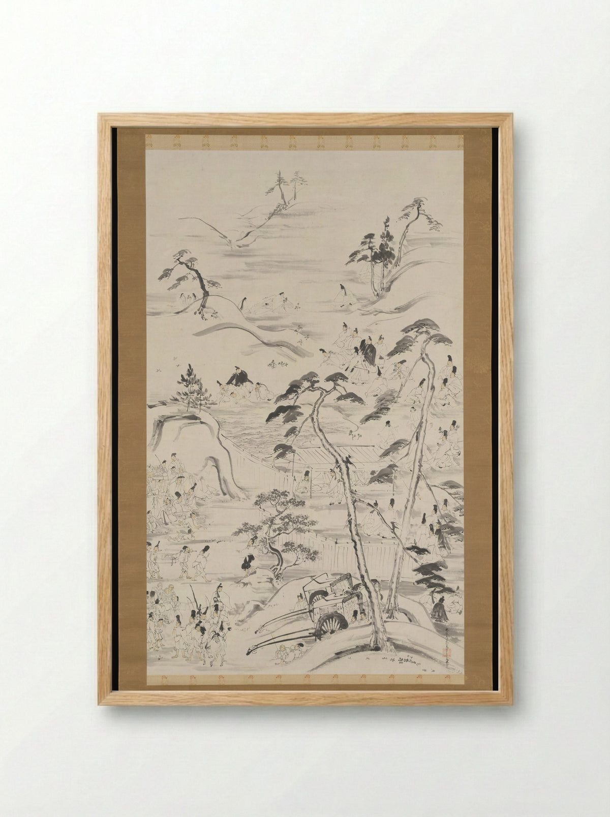Emperor Enyū’s Outing to Funaokayama on the First Day of the Rat in the New Year - Reizei Tamechika - Framed Print Wood