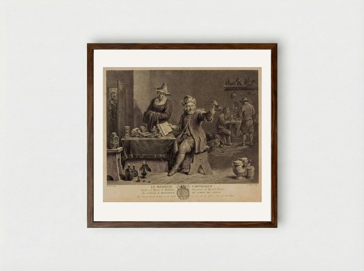 Empirical Medicine - Jacques Nicolas Tardieu - Framed Print Dark Wood